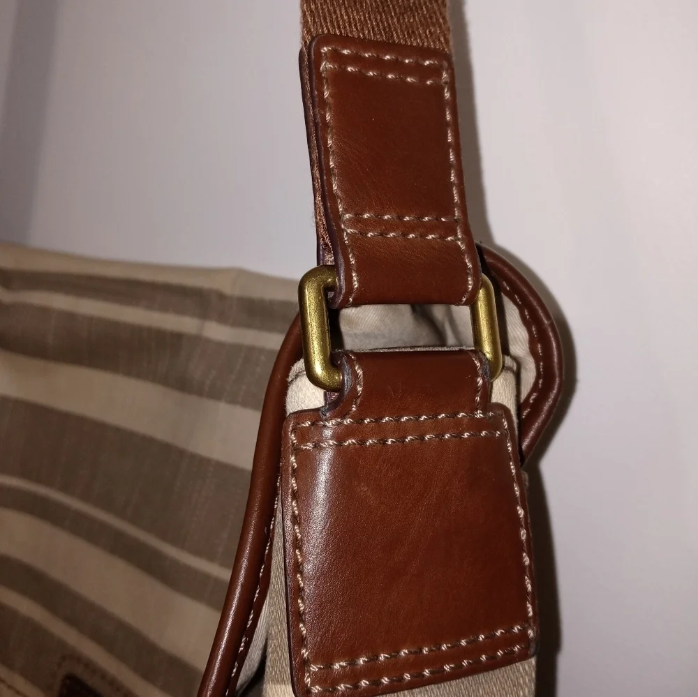 Vintage Fossil Striped Crossbody Briefcase/Satchel/Travel Bag w Pockets